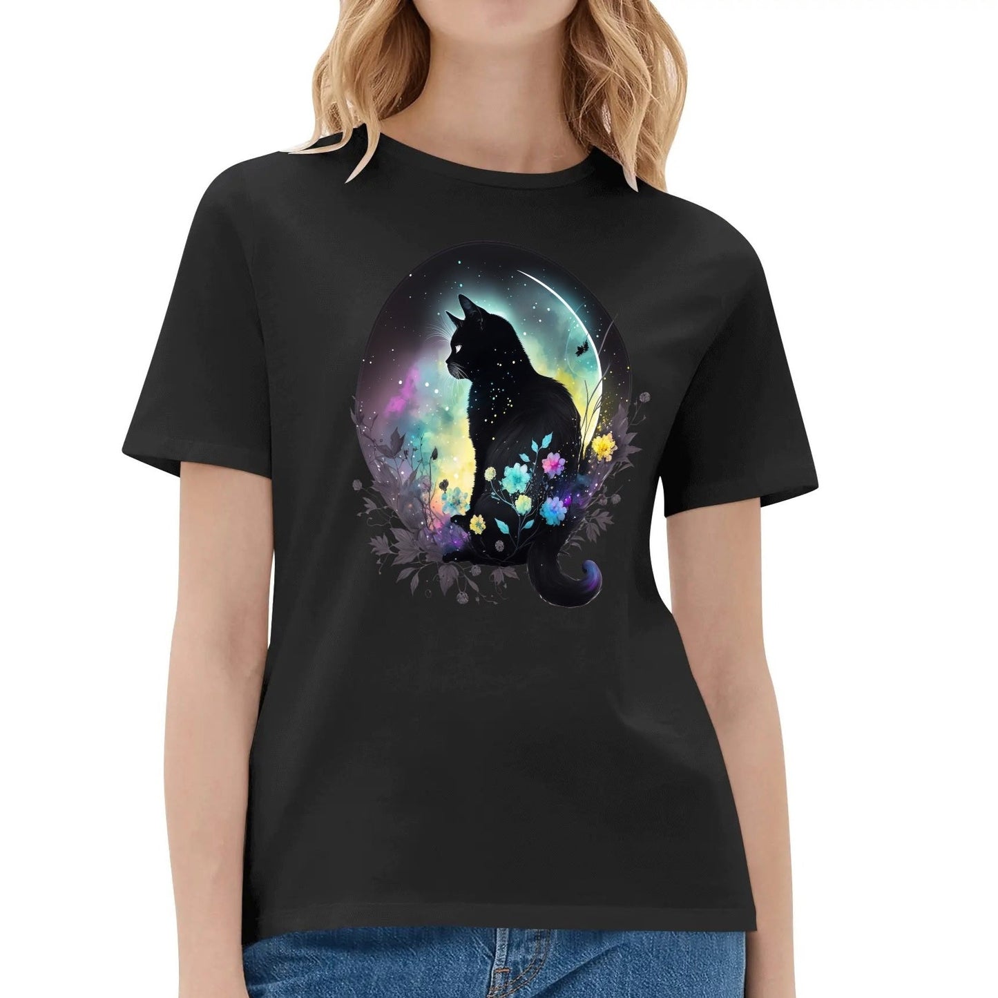 Cat On The Moon - Women's Super Soft 100% Cotton T-Shirt Part 2