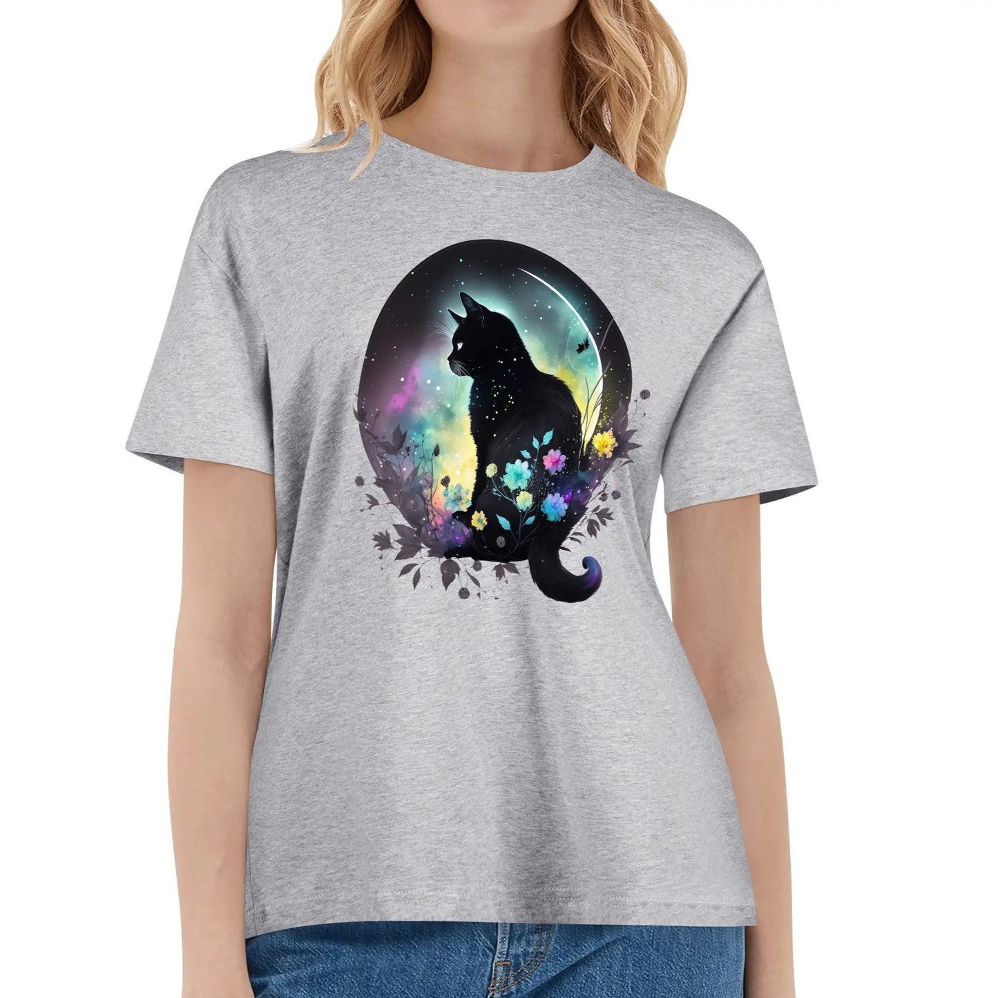 Cat On The Moon - Women's Super Soft 100% Cotton T-Shirt Part 2