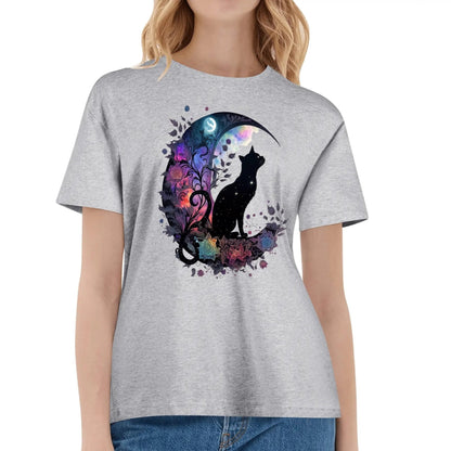 Cat On The Moon - Womens Super Soft 100% Cotton T-Shirt Part 1