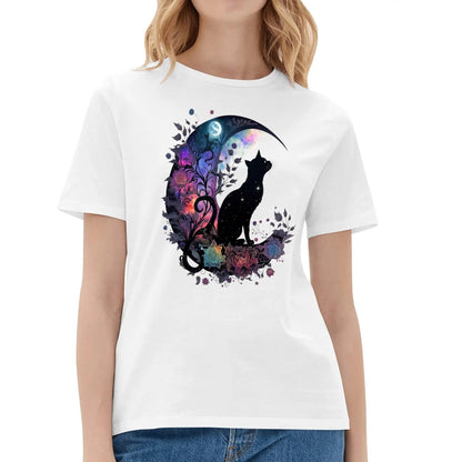 Cat On The Moon - Womens Super Soft 100% Cotton T-Shirt Part 1