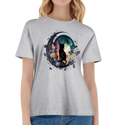 Cat On The Moon - Womens Super Soft 100% Cotton T-Shirt Part 1