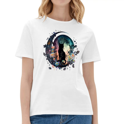 Cat On The Moon - Womens Super Soft 100% Cotton T-Shirt Part 1