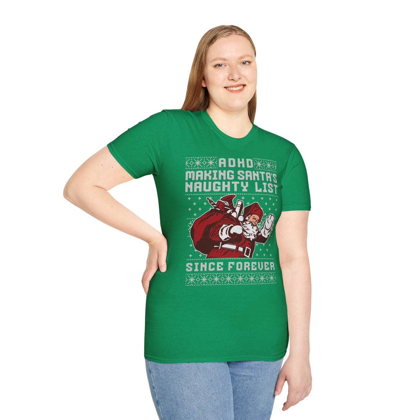 ADHD Making Santa's Naughty List Since Forever - Unisex Softstyle Christmas T-Shirt #ADHDReality