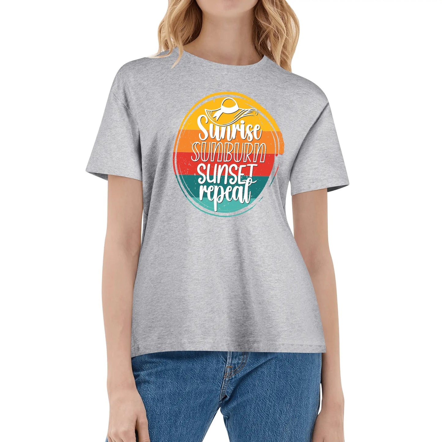 Sunrise Sunburn Sunset Repeat - Women's 100% Soft Cotton T-Shirt