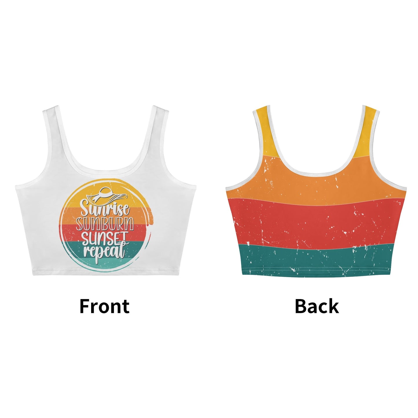 Sunrise Sunburn Sunset Repeat - Women's Casual Summer Sleeveless Stretch Crop Tank Top Shirts