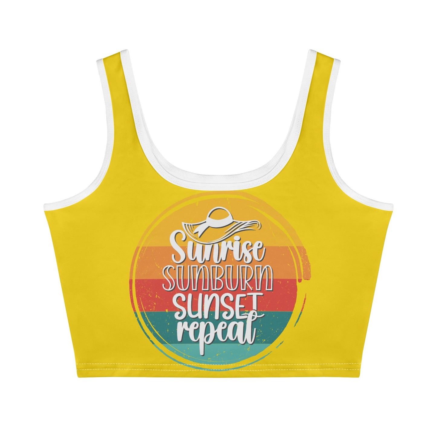 Sunrise Sunburn Sunset Repeat - Women's Casual Summer Sleeveless Stretch Crop Tank Top Shirts