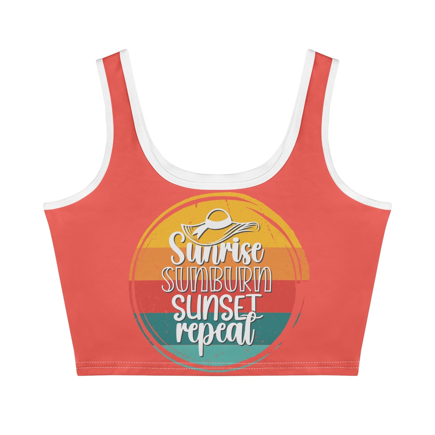 Sunrise Sunburn Sunset Repeat - Women's Casual Summer Sleeveless Stretch Crop Tank Top Shirts