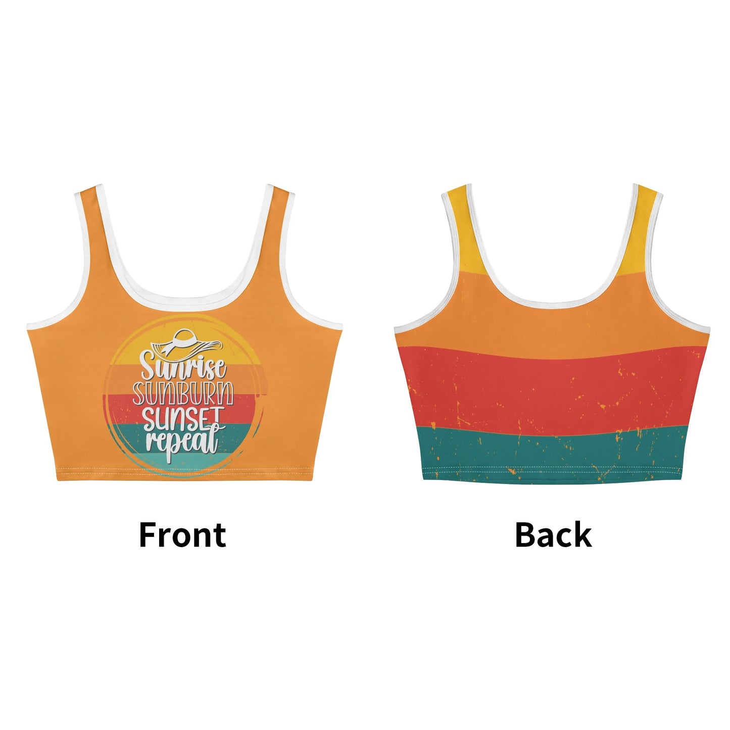 Sunrise Sunburn Sunset Repeat - Women's Casual Summer Sleeveless Stretch Crop Tank Top Shirts