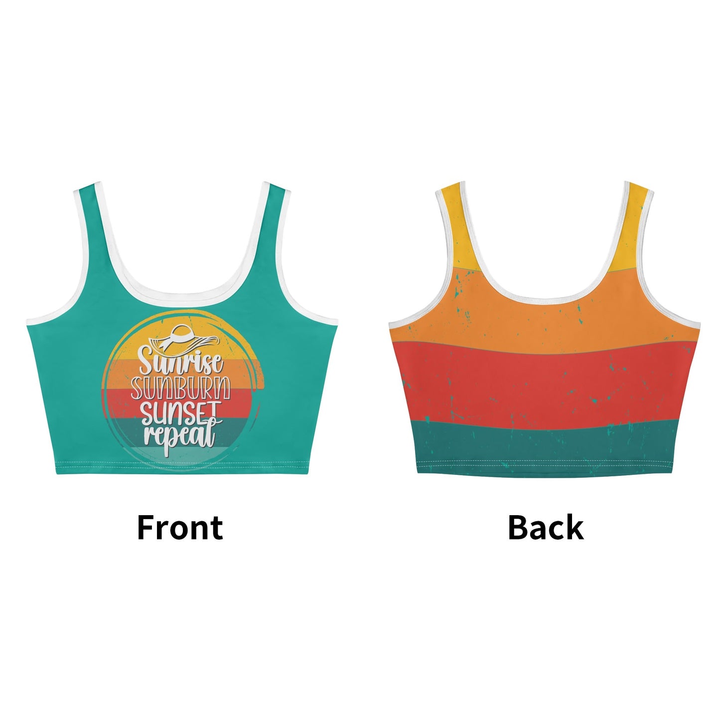 Sunrise Sunburn Sunset Repeat - Women's Casual Summer Sleeveless Stretch Crop Tank Top Shirts