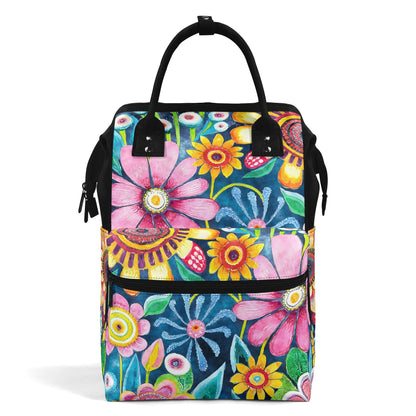 Funky Flowers - Large Capacity Diaper Bag Mummy Backpack Nursing Bag