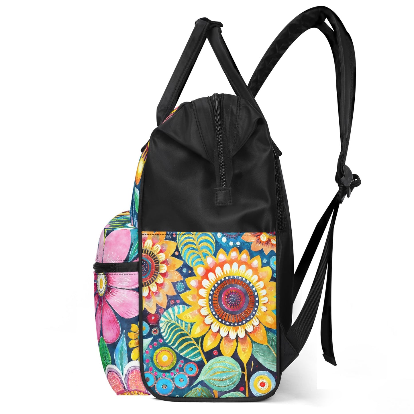 Funky Flowers - Large Capacity Diaper Bag Mummy Backpack Nursing Bag