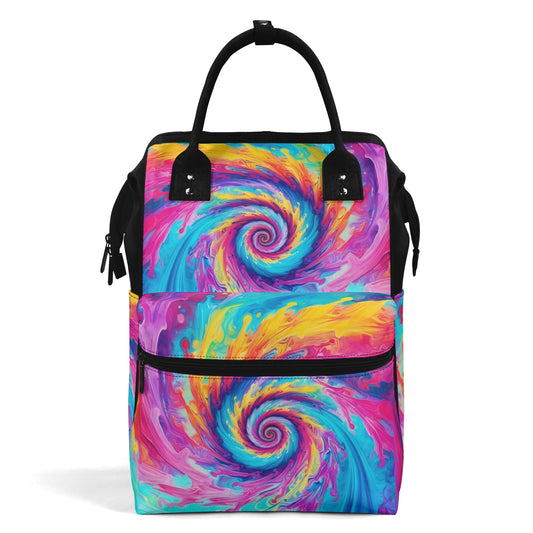 Tie-Dye Rainbow Spiral - Large Capacity Diaper Bag Mummy Backpack Nursing Bag