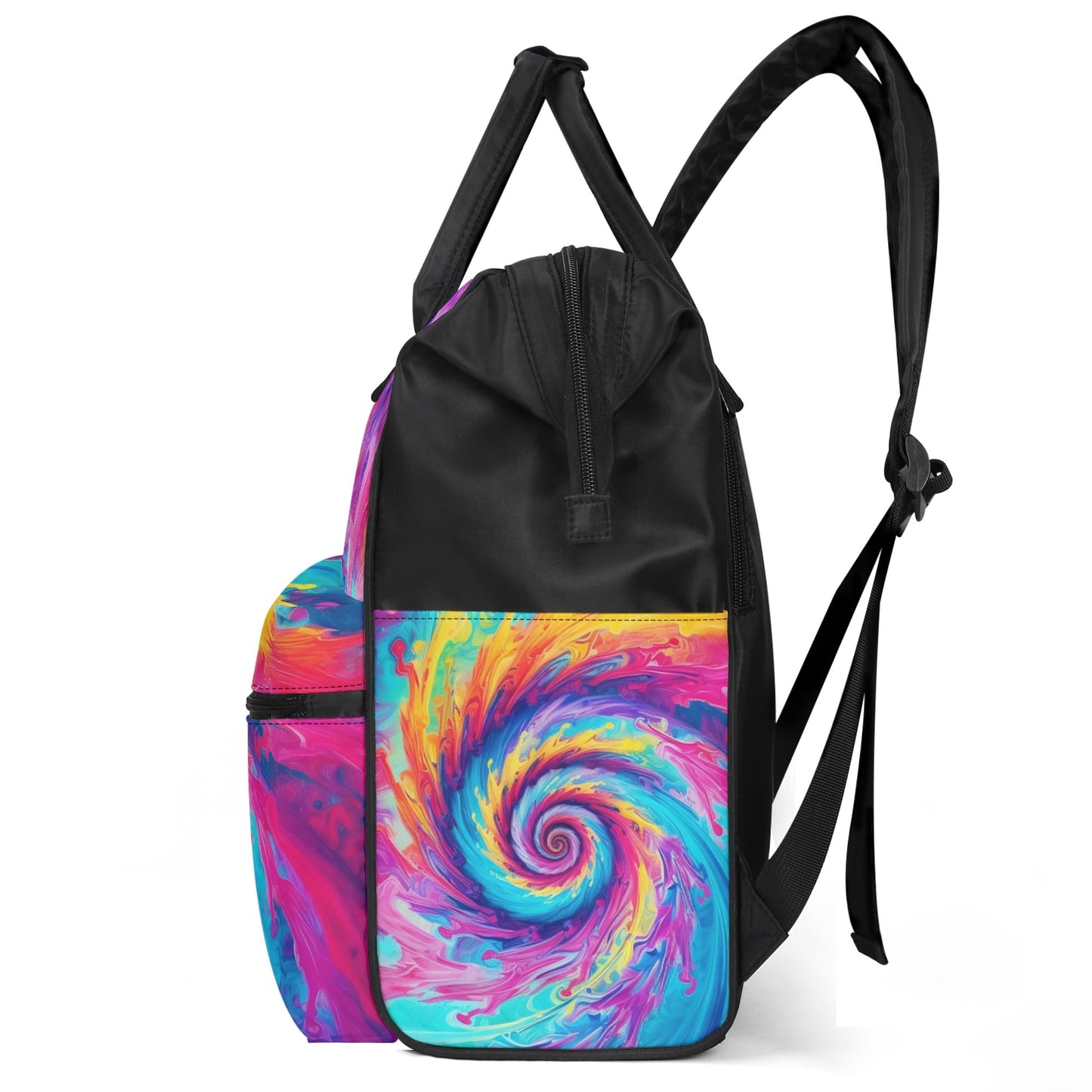 Tie-Dye Rainbow Spiral - Large Capacity Diaper Bag Mummy Backpack Nursing Bag