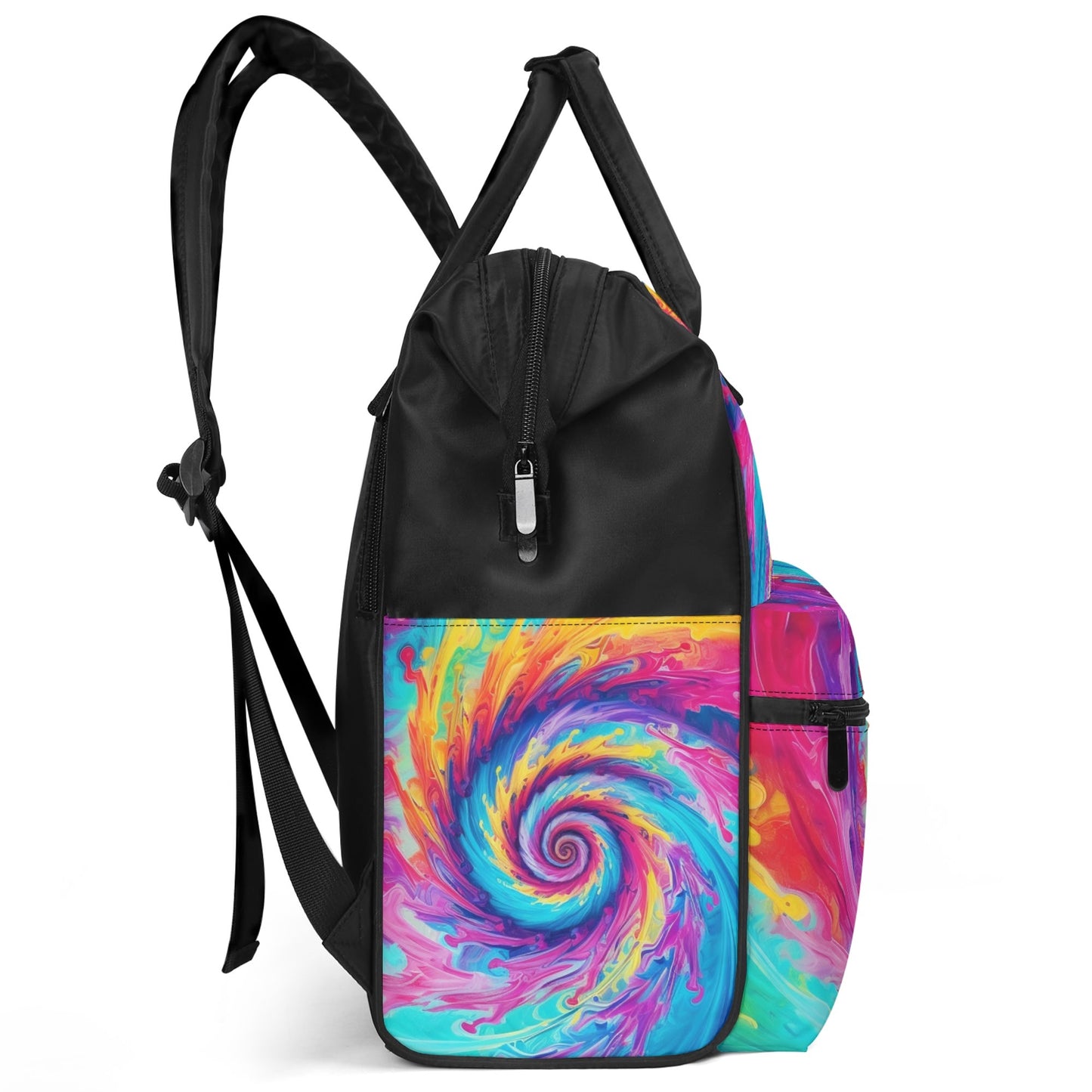 Tie-Dye Rainbow Spiral - Large Capacity Diaper Bag Mummy Backpack Nursing Bag