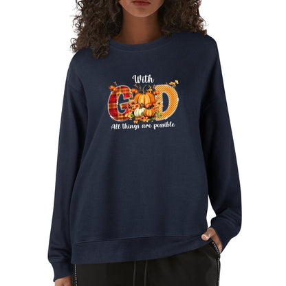 With God All Things Are Possible - Unisex Soft 100% Cotton Sweatshirt - Celebrate Fall