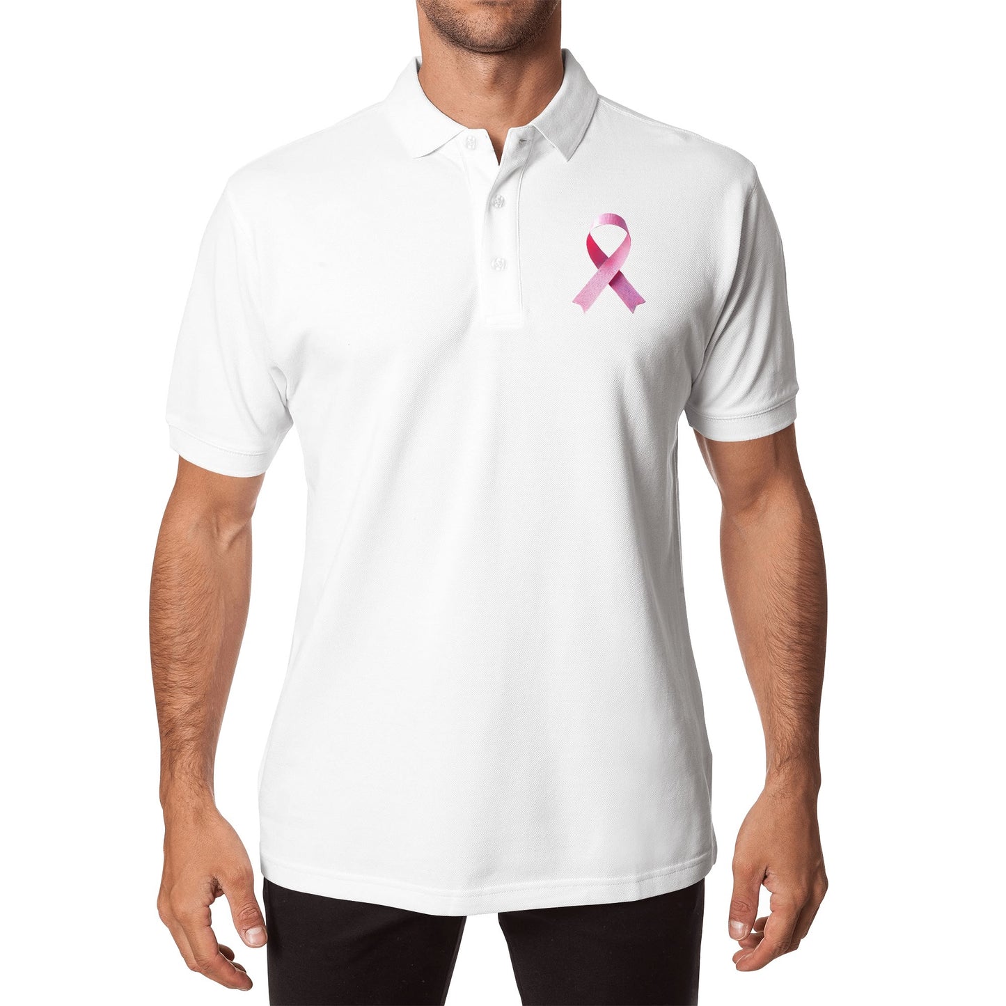 In October We Wear Pink - Unisex 100% Cotton Double-Sided Polo Shirt - Breast Cancer Awareness