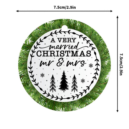 A Very Married Christmas - Mr & Mrs B&W - Round Ceramic Double-Sided Ornament Home Garden Decoration Pendant (1pc & 6pcs)