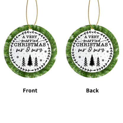 A Very Married Christmas - Mr & Mrs B&W - Round Ceramic Double-Sided Ornament Home Garden Decoration Pendant (1pc & 6pcs)