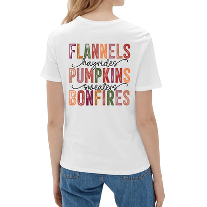 Flannels Pumpkins Bonfires - Womens Super Soft 100% Cotton T-Shirt - Its Fall YAll