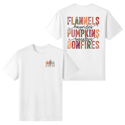 Flannels Pumpkins Bonfires - Womens Super Soft 100% Cotton T-Shirt - Its Fall YAll