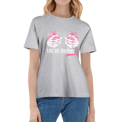 Save The Pumpkins - Womens 100% Soft Cotton Funny Breast Cancer Awareness T-Shirt