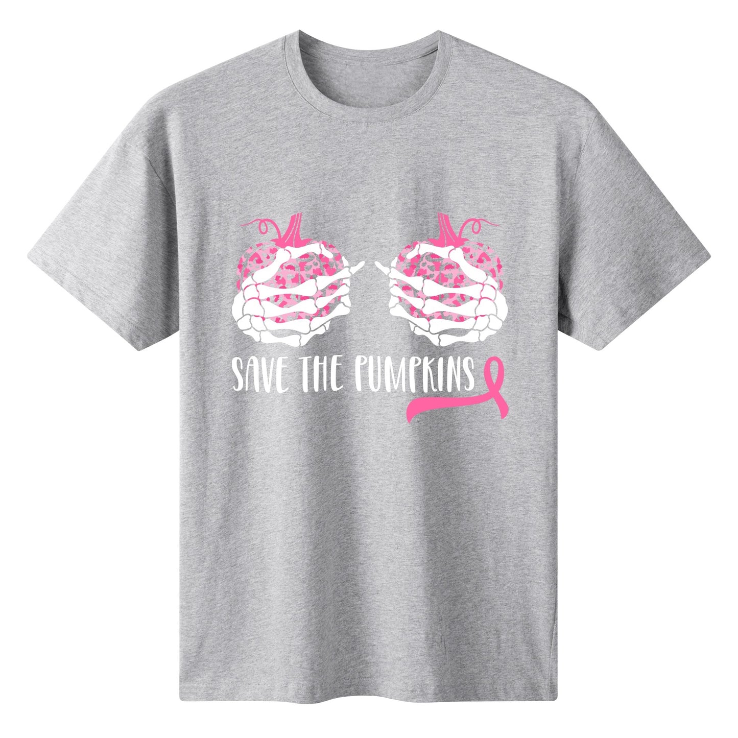 Save The Pumpkins - Womens 100% Soft Cotton Funny Breast Cancer Awareness T-Shirt