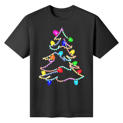 Twinkling Lights Christmas Tee - Womens 100% Soft Cotton T-Shirt