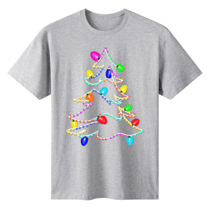 Twinkling Lights Christmas Tee - Womens 100% Soft Cotton T-Shirt