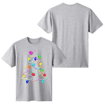 Twinkling Lights Christmas Tee - Womens 100% Soft Cotton T-Shirt