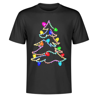 Twinkling Lights Christmas Tee - Mens 100% Soft Cotton T-Shirt