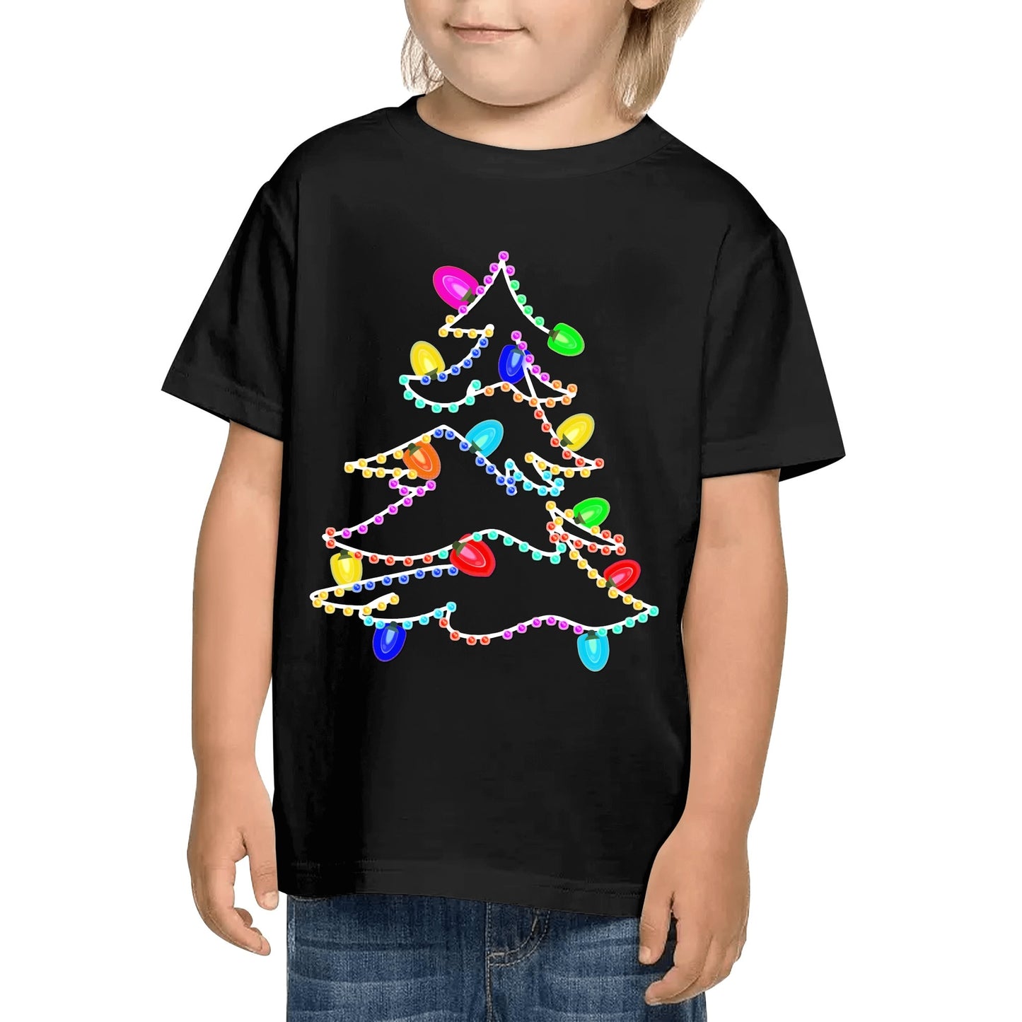 Twinkling Lights Christmas Tee - Kids 100% Soft Cotton T-Shirt