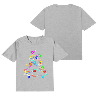 Twinkling Lights Christmas Tee - Kids 100% Soft Cotton T-Shirt