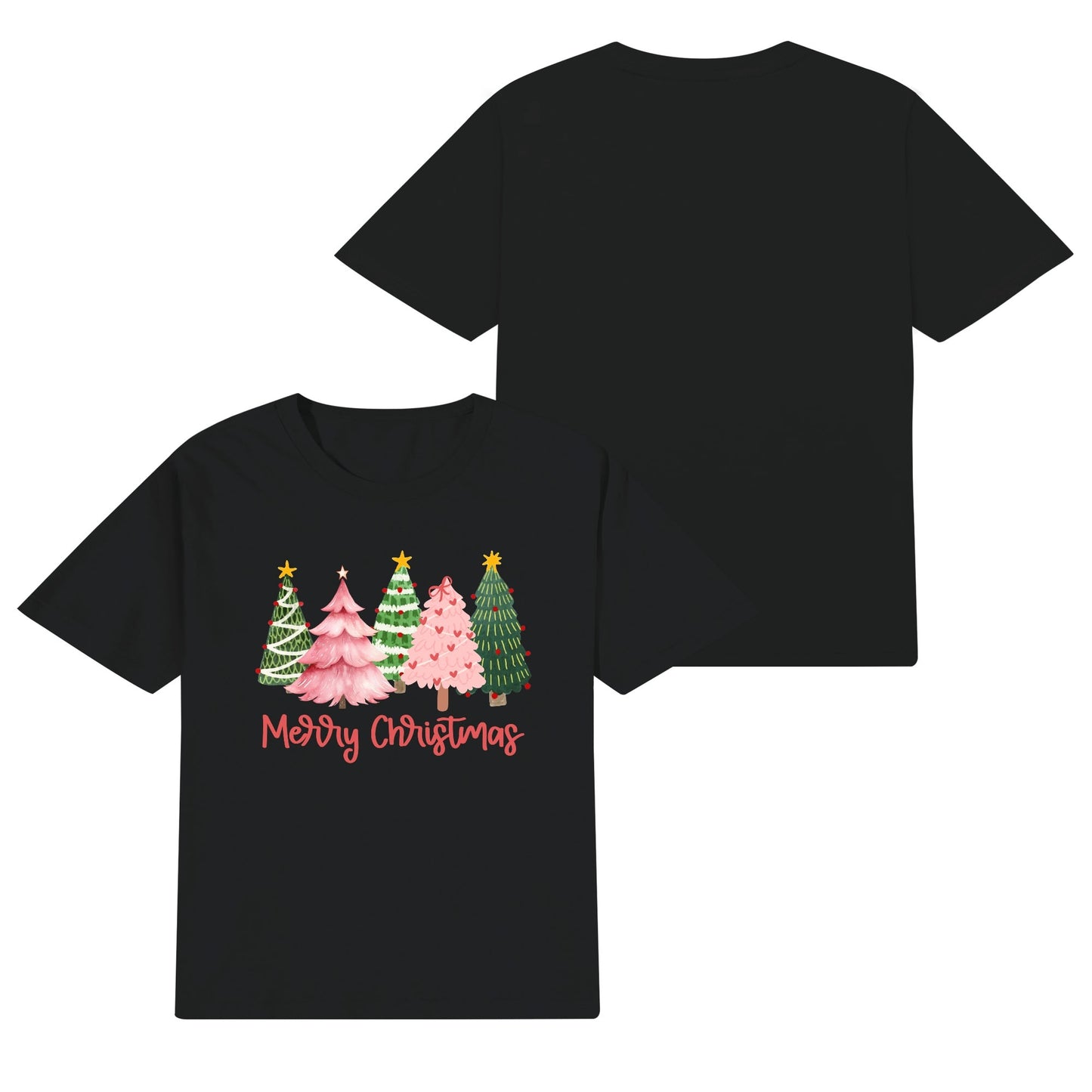 Merry Christmas Pink Christmas Trees - Kids 100% Soft Cotton T-Shirt