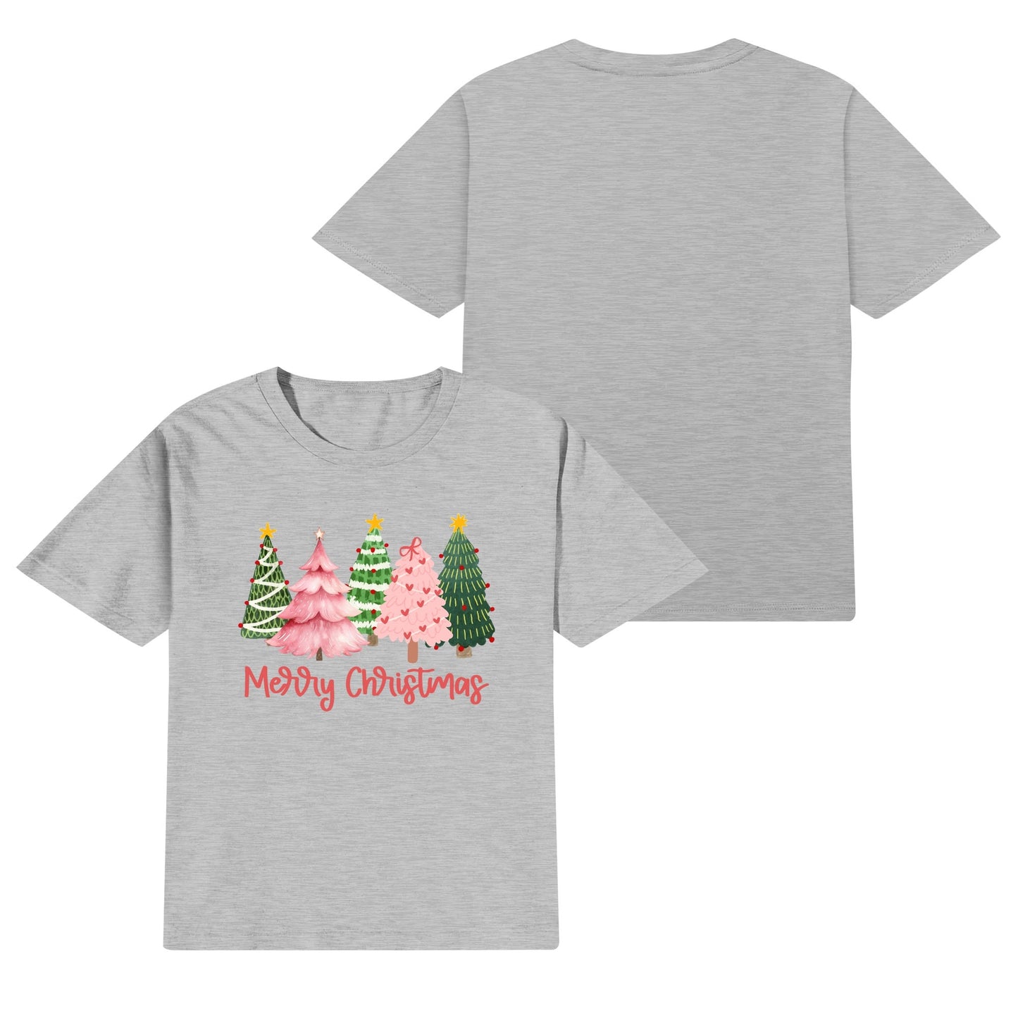 Merry Christmas Pink Christmas Trees - Kids 100% Soft Cotton T-Shirt