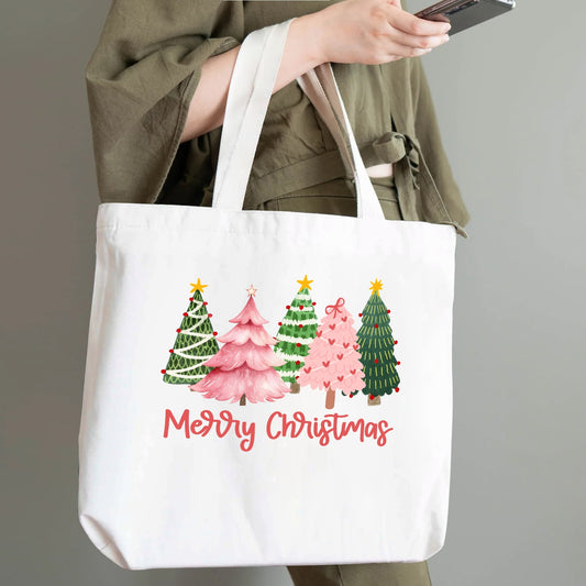 Merry Christmas Trees | 100% Cotton Tote Bag - Eco-Friendly