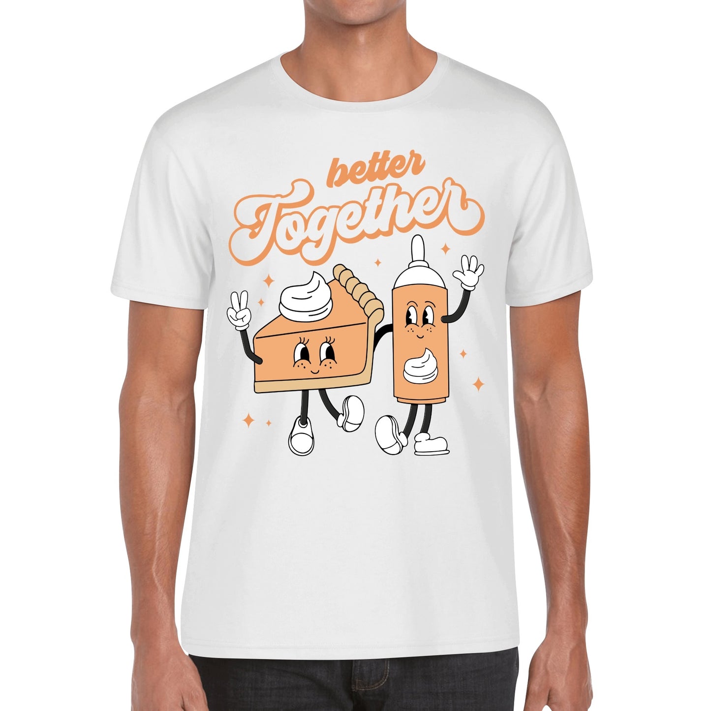 His & Hers - Better Together - Pumpkin Pie & Whipped Cream Tee -  100% Soft Cotton Retro T-Shirts