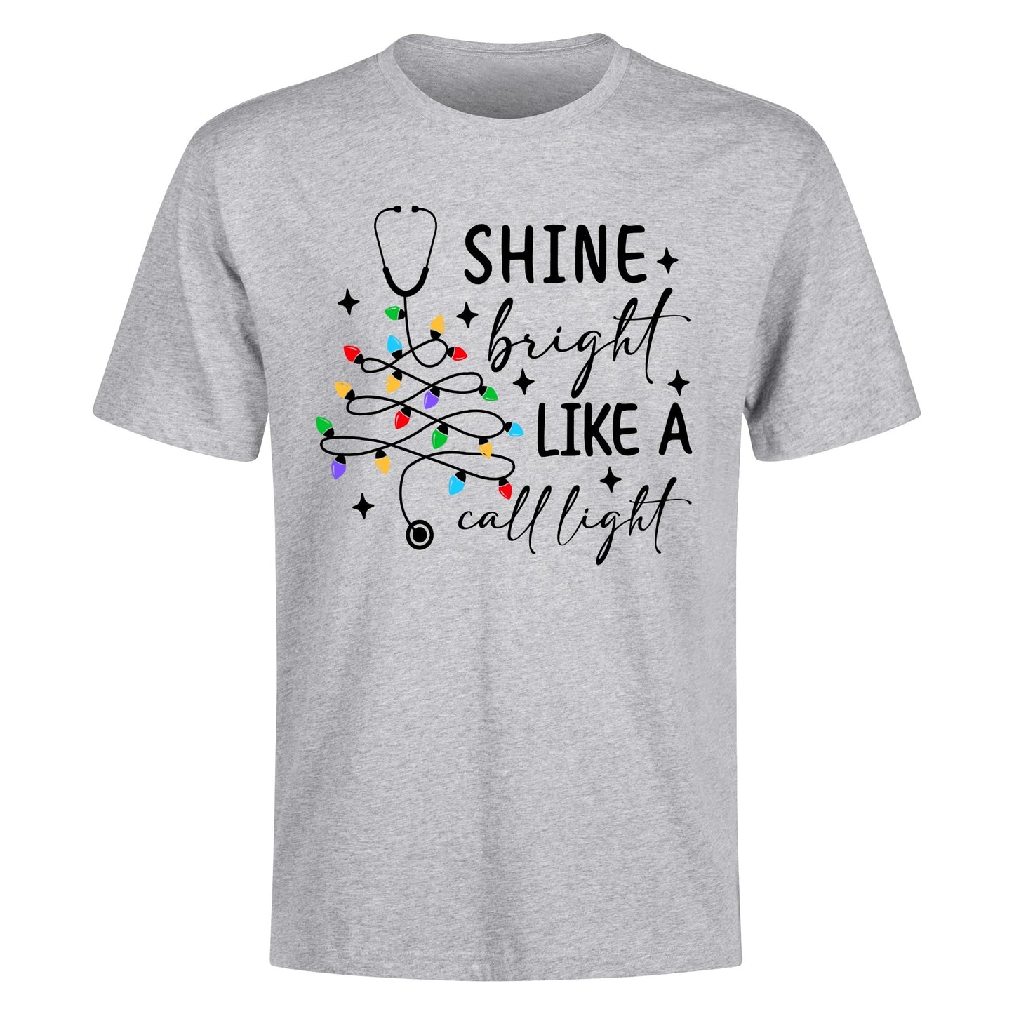 Shine Bright Like A Call Light - Mens 100% Soft Cotton Nurse Christmas T-Shirt