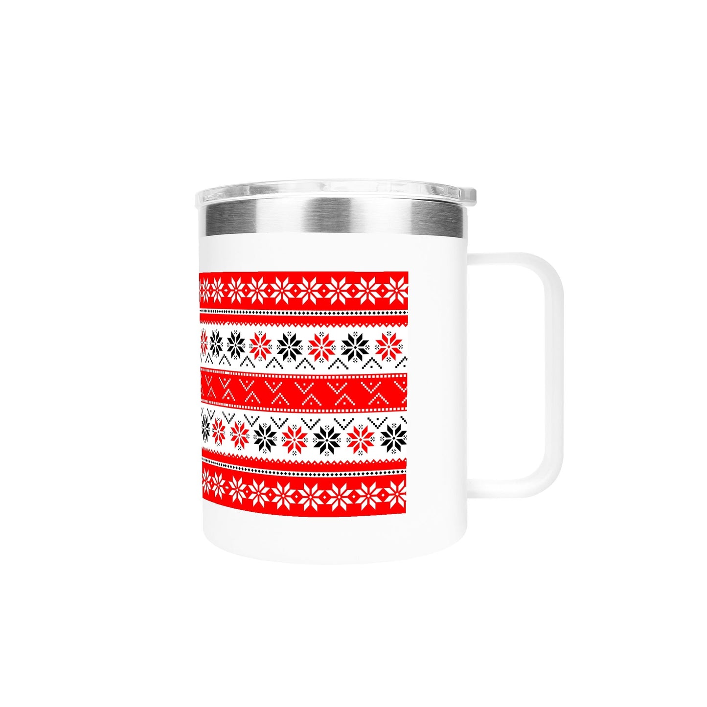 Ugly Sweater Motif – 12oz Stainless Steel Coffee Mug with Lid