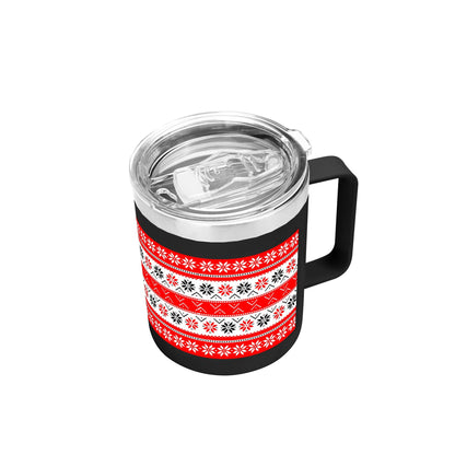 Ugly Sweater Motif – 12oz Stainless Steel Coffee Mug with Lid