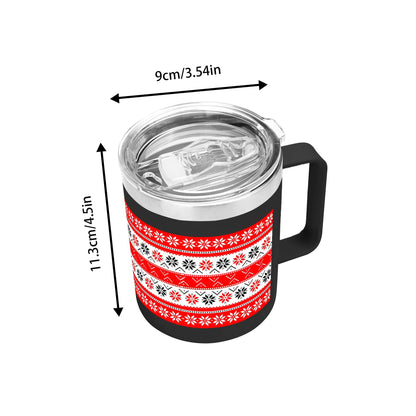 Ugly Sweater Motif – 12oz Stainless Steel Coffee Mug with Lid