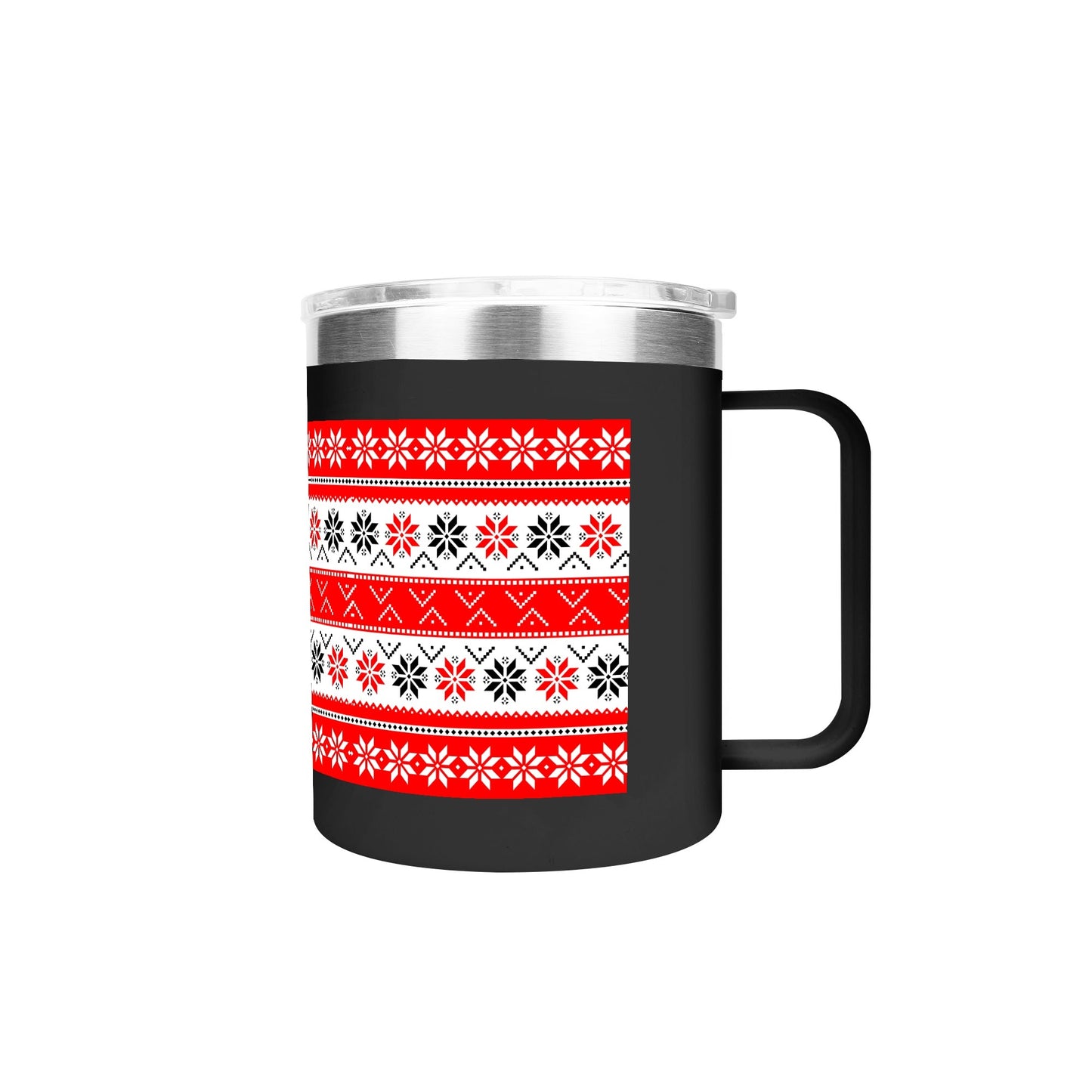 Ugly Sweater Motif – 12oz Stainless Steel Coffee Mug with Lid