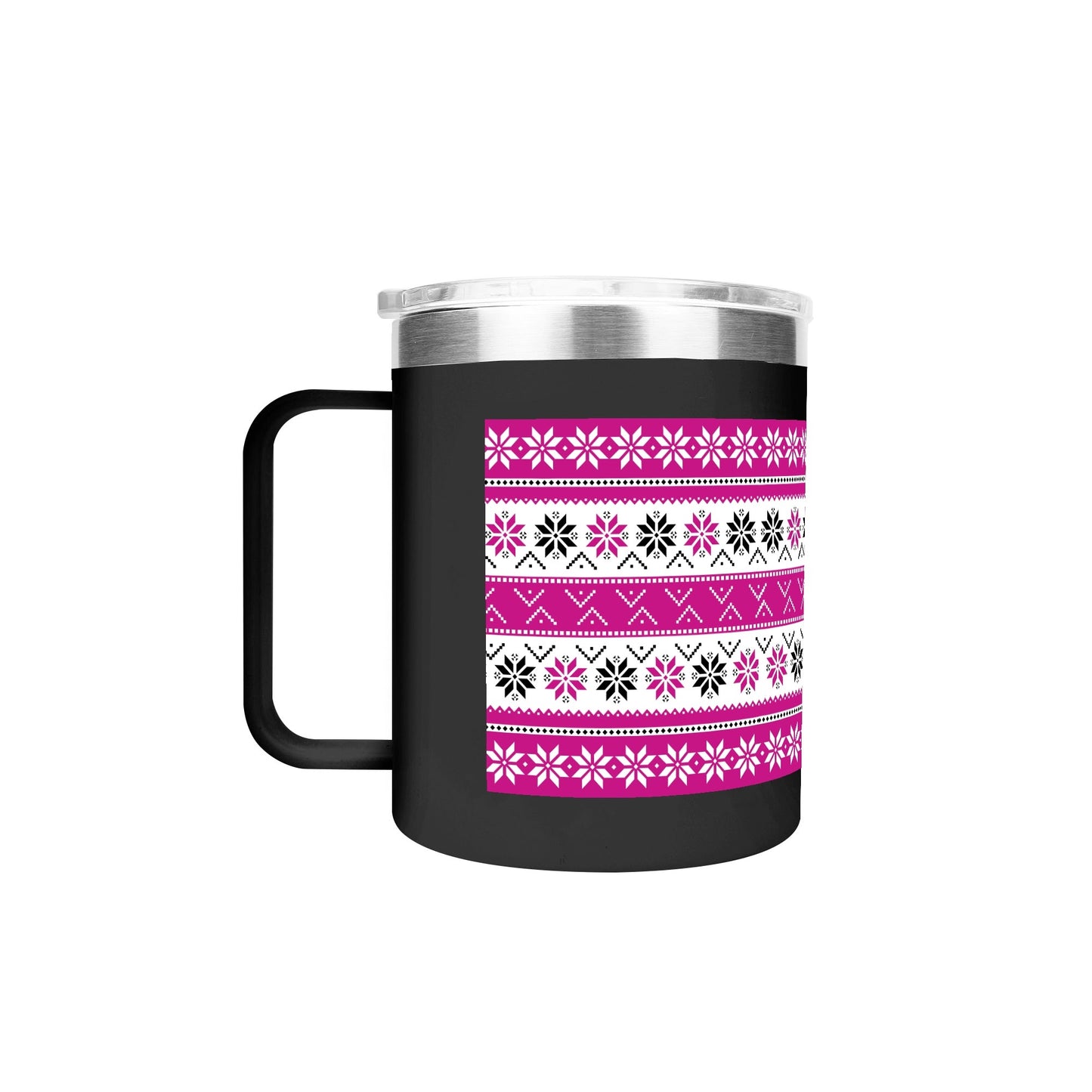 Ugly Sweater Motif – 12oz Stainless Steel Coffee Mug with Lid