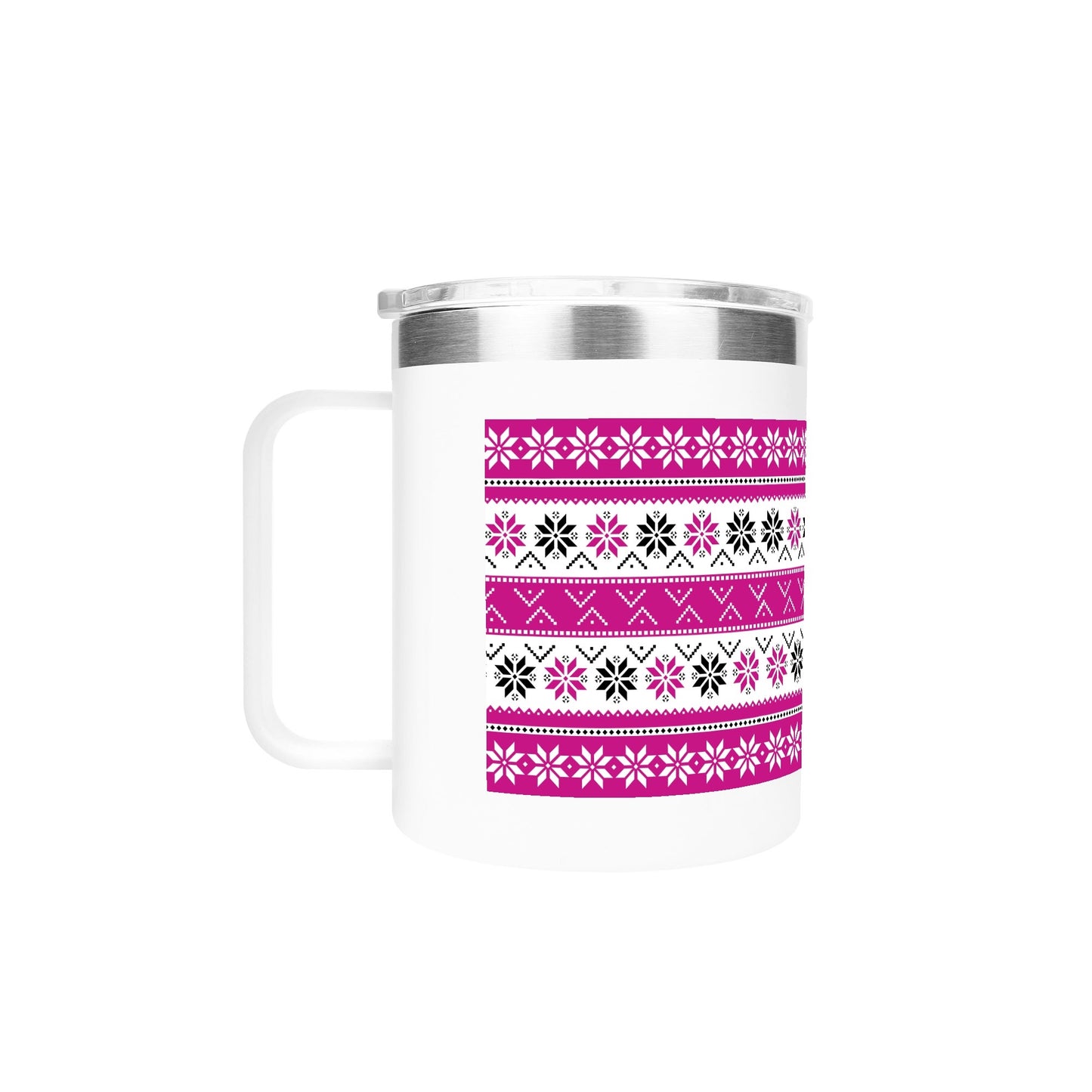 Ugly Sweater Motif – 12oz Stainless Steel Coffee Mug with Lid