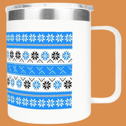 Ugly Sweater Motif – 12oz Stainless Steel Coffee Mug with Lid