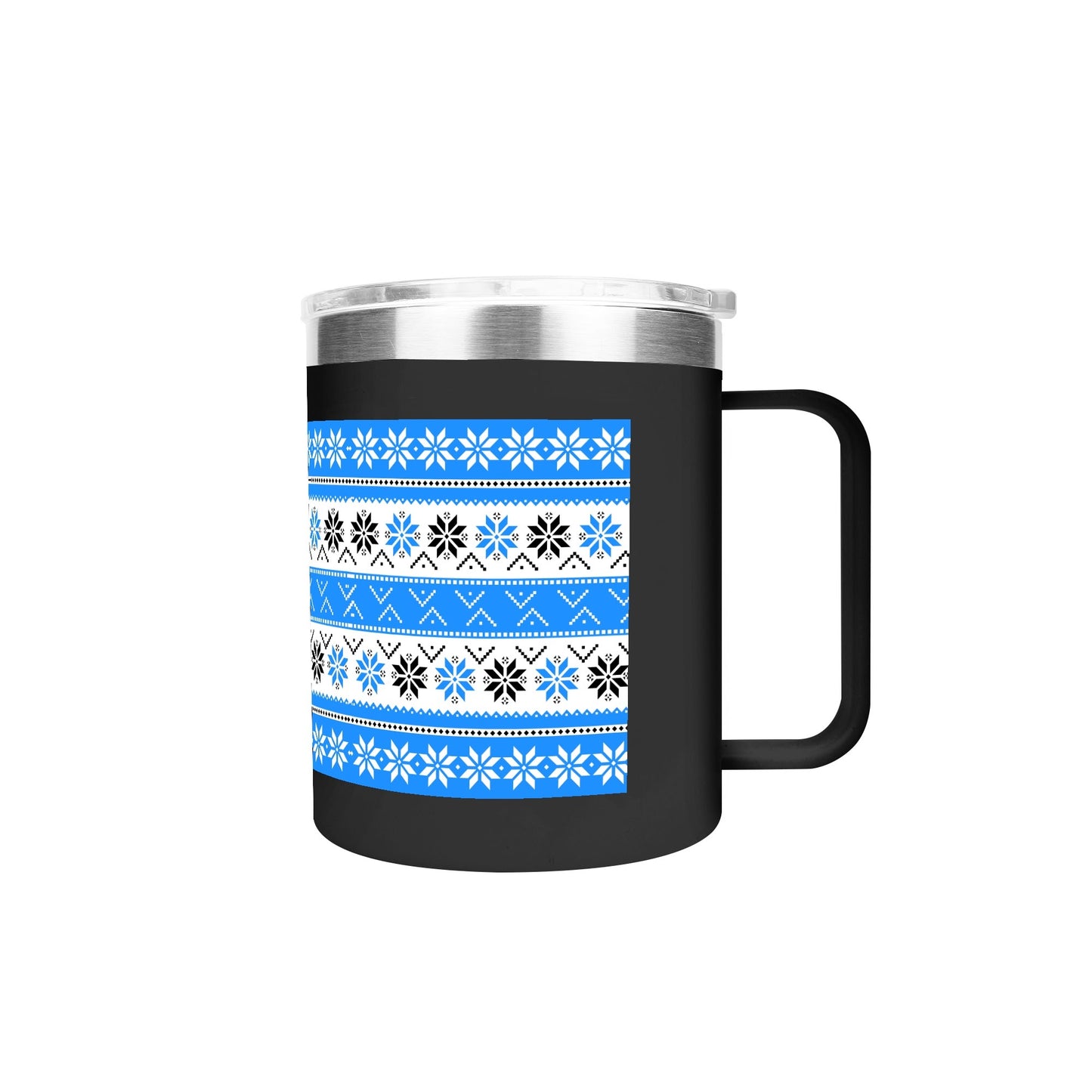 Ugly Sweater Motif – 12oz Stainless Steel Coffee Mug with Lid