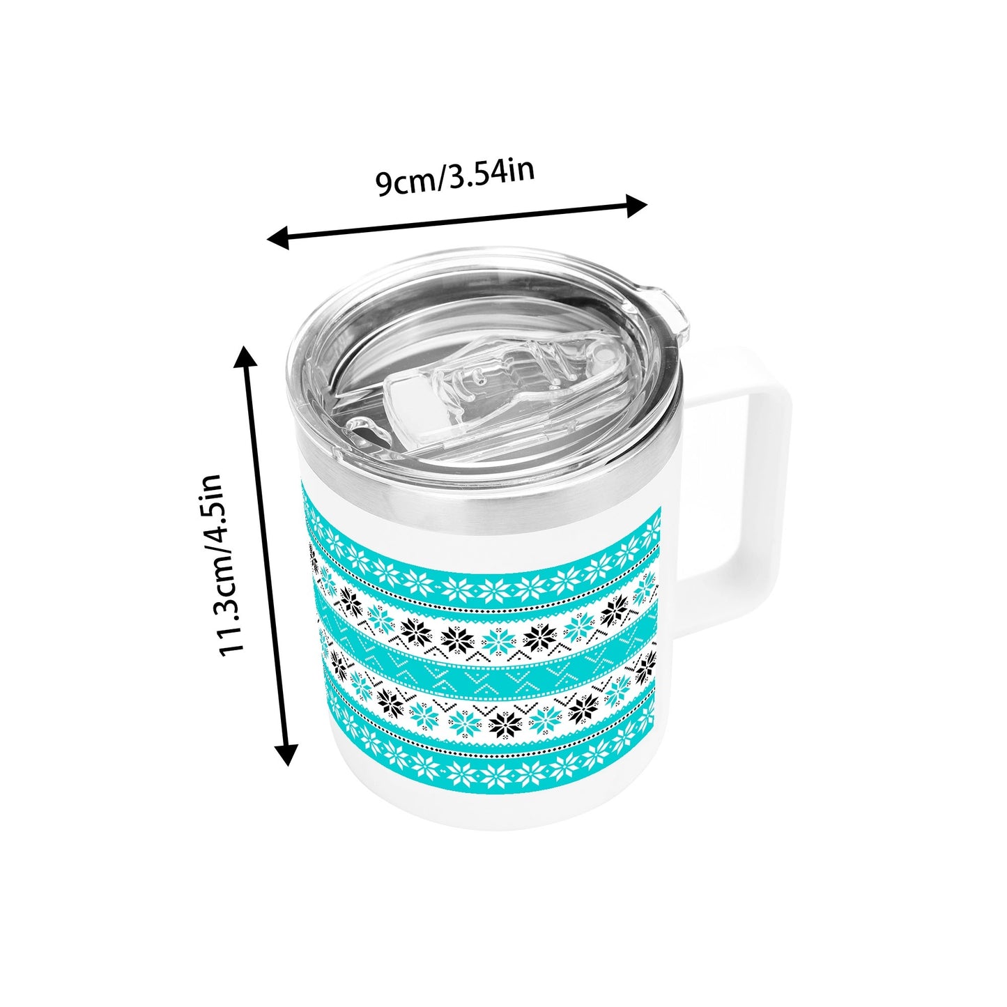 Ugly Sweater Motif – 12oz Stainless Steel Coffee Mug with Lid