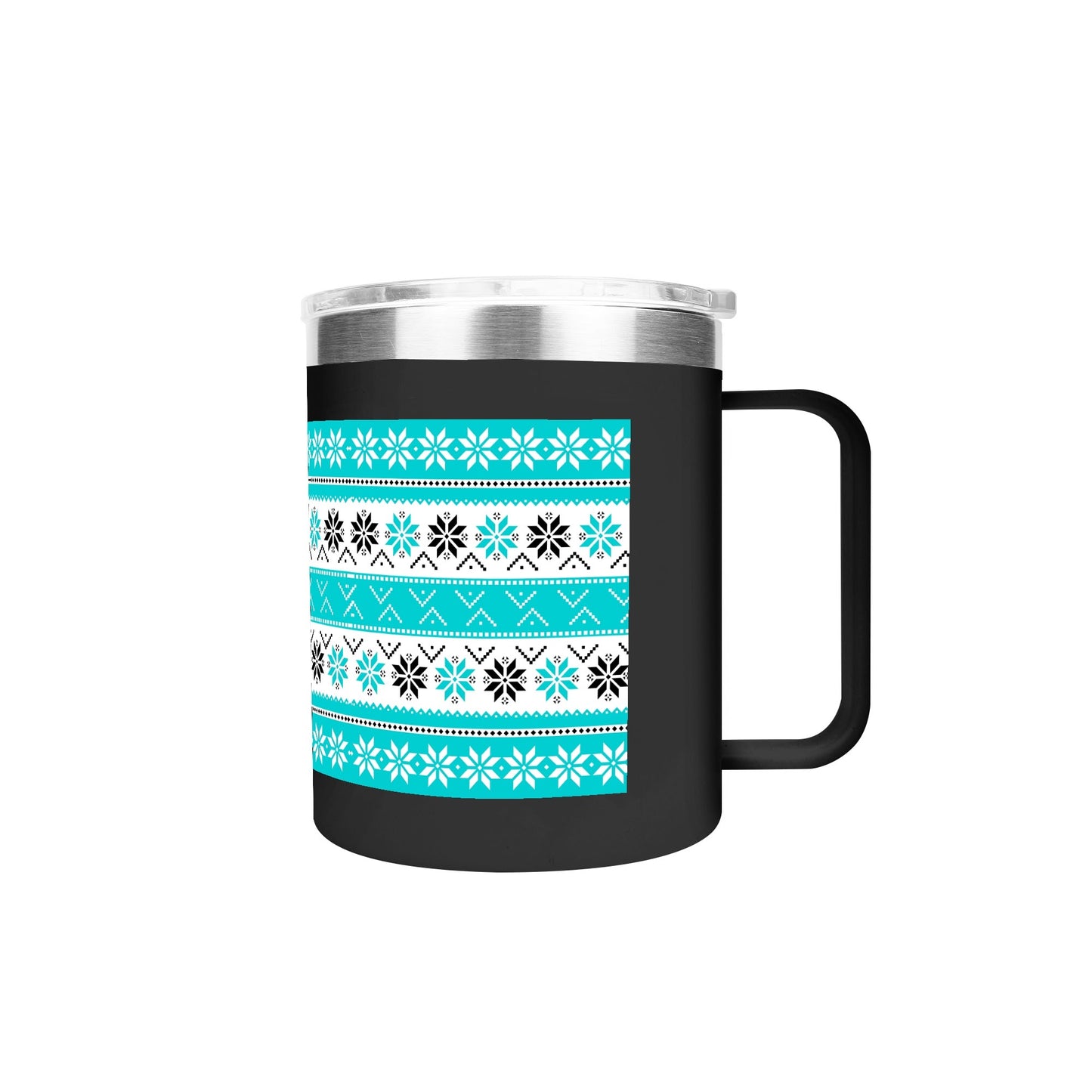 Ugly Sweater Motif – 12oz Stainless Steel Coffee Mug with Lid