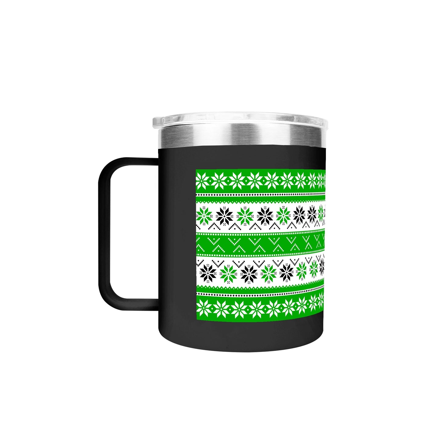 Ugly Sweater Motif – 12oz Stainless Steel Coffee Mug with Lid