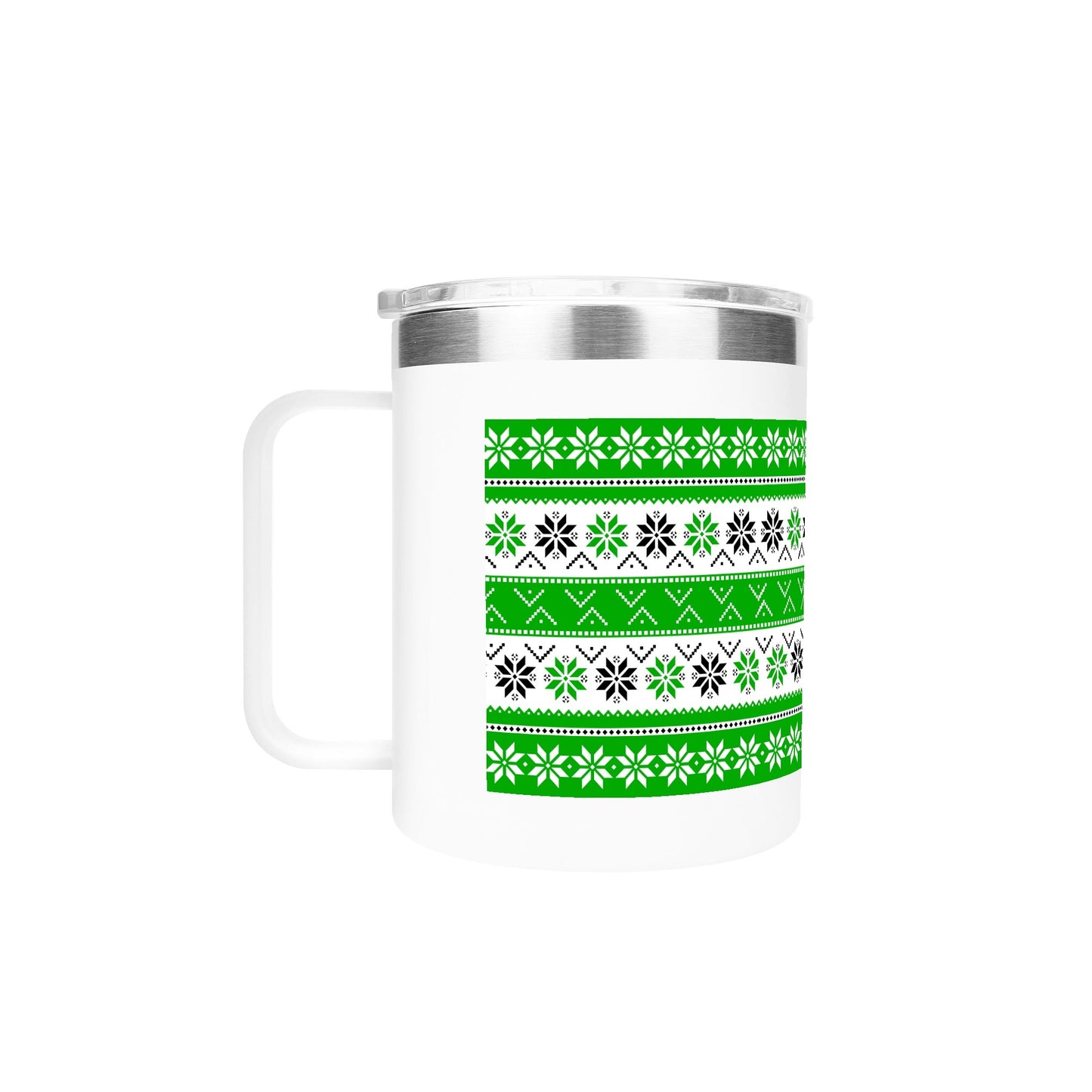 Ugly Sweater Motif – 12oz Stainless Steel Coffee Mug with Lid