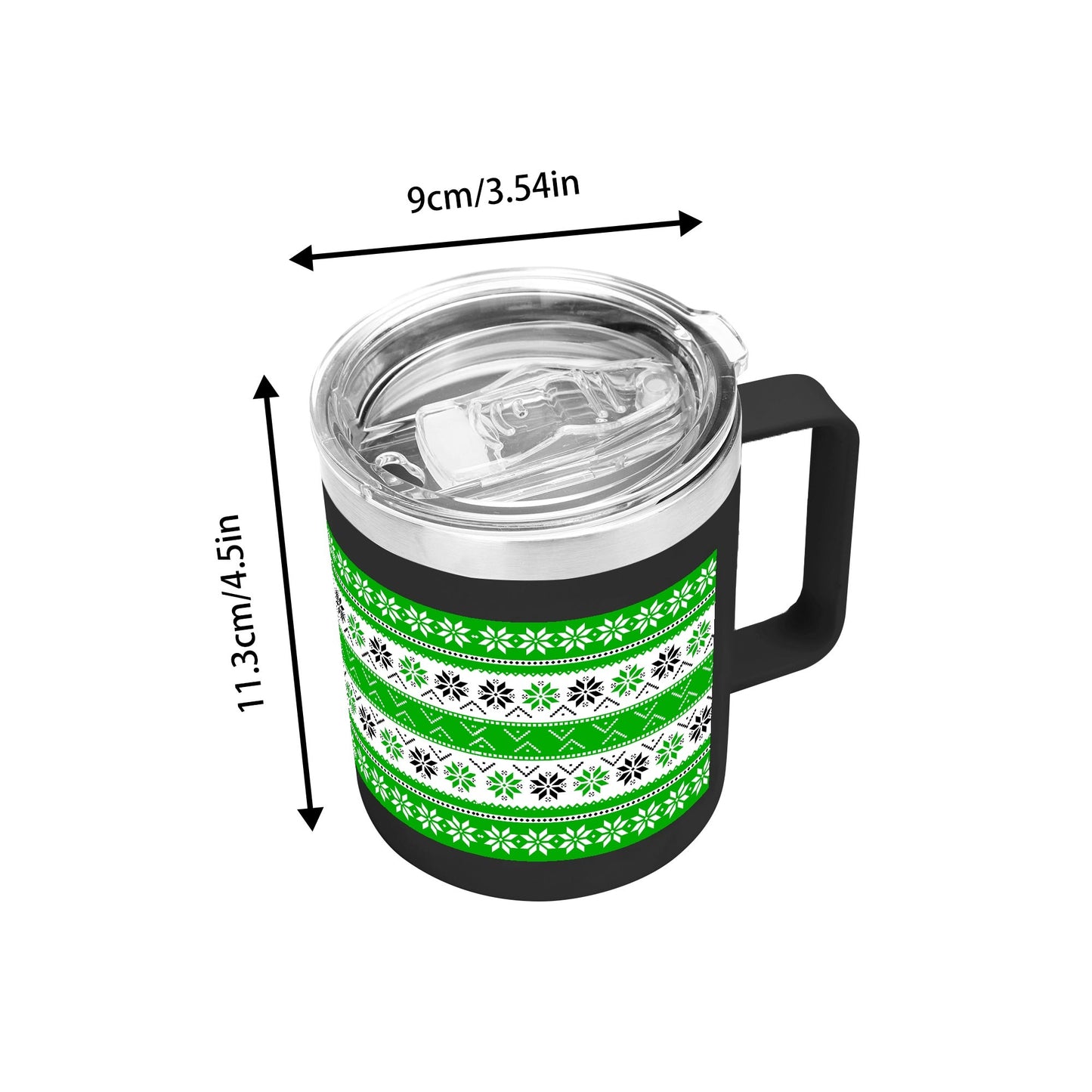 Ugly Sweater Motif – 12oz Stainless Steel Coffee Mug with Lid